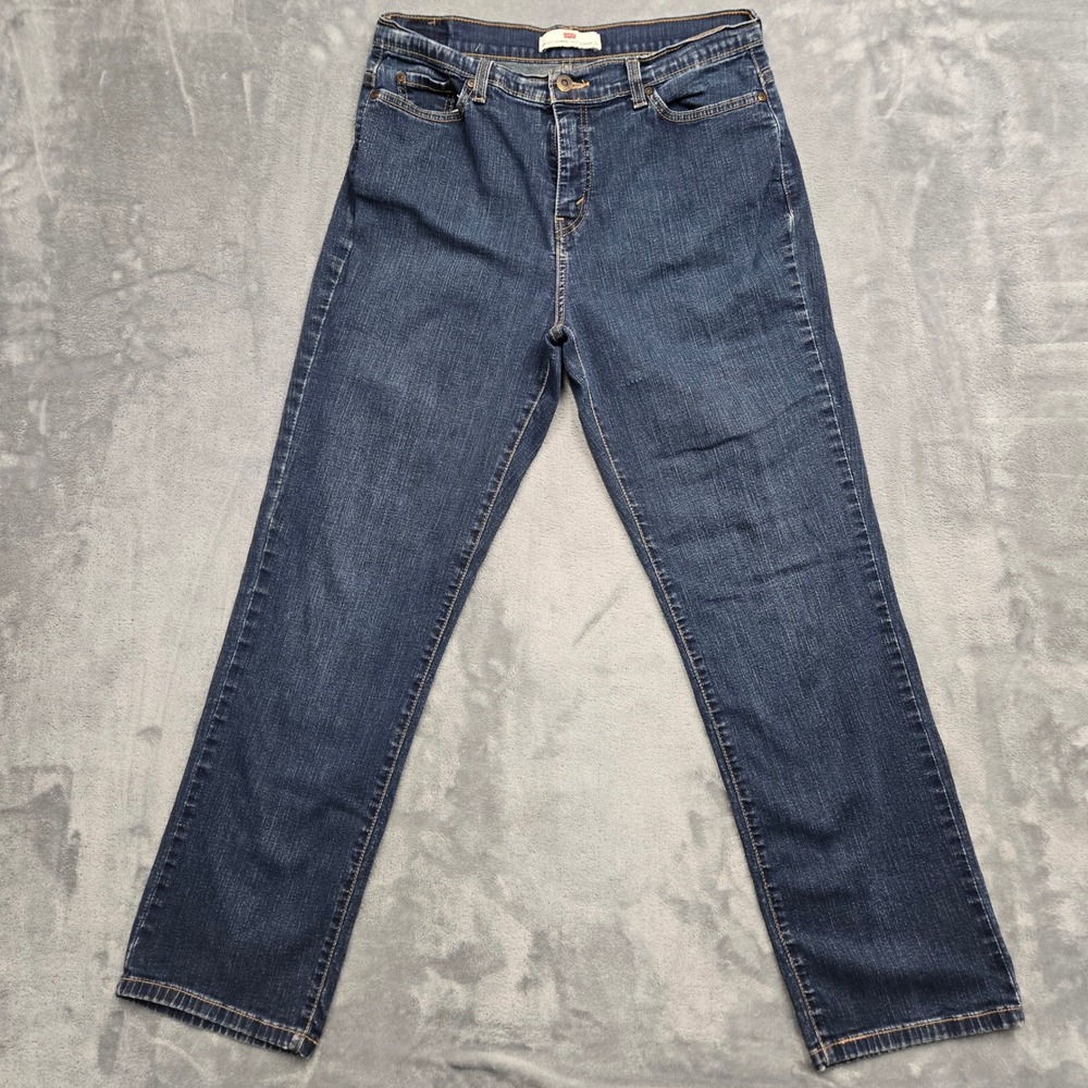 Levis 512 Perfectly Slimming Straight Leg Jeans Dark Wash Blue Denim Size 12 S/C
